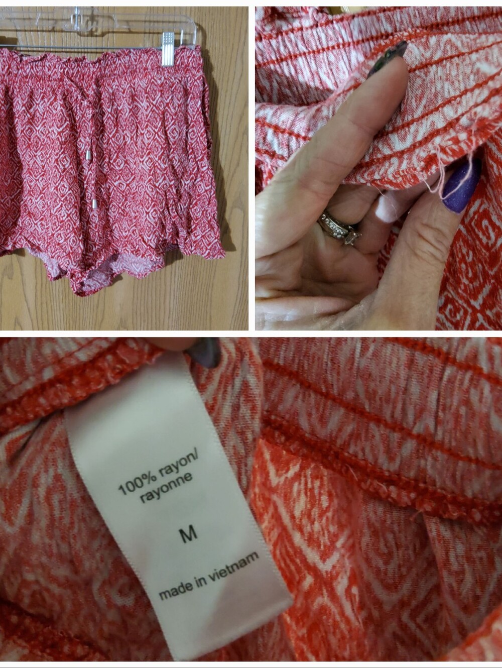 Maurices Red Patterned Rayon Pull-On Shorts